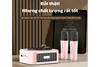 S016 Portable Bluetooth Speaker with Two Wireless Microphones – Pink Karaoke Speaker with AUX, TF Card and USB Playback