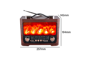 Vintage MLK-8058 Radio with Flame Light, Bluetooth Playback and 4-Band Tuning
