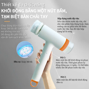 QJS-01 Multi-purpose Cleaning Brush with 360&deg; Rotating Head And Spray Function