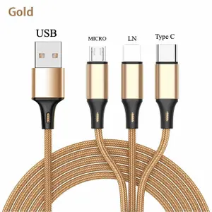 Durable 3-in-1 All-in-One Charging Cable – USB to Type-C, Lightning and Micro USB