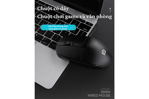 Reliable 3500N Black Wired Mouse for Office Work and Everyday Gaming