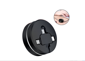 1-3M Telescopic Charging Cable Black – 3-in-1 Retractable Cable