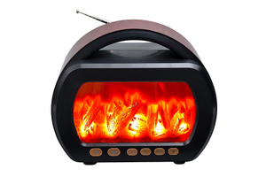 Vintage Fireplace Style MLK-8057 Radio with Warm Flame Light and Telescopic Antenna