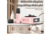 S016 Portable Bluetooth Speaker with Two Wireless Microphones – Pink Karaoke Speaker with AUX, TF Card and USB Playback