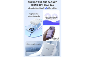 HT-W010 Magnetic Wireless Power Bank with Built-in Cables and PD Fast Charging